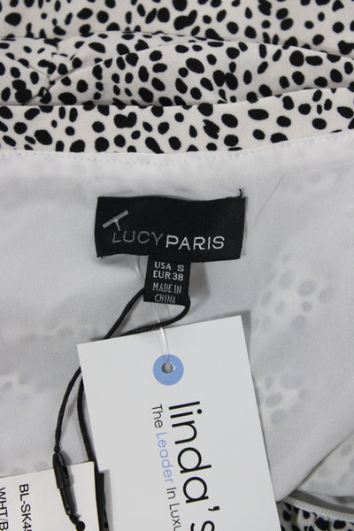 Lucy Paris Women Mini Skirt Black Animal Print Polyester Zip Short Size S