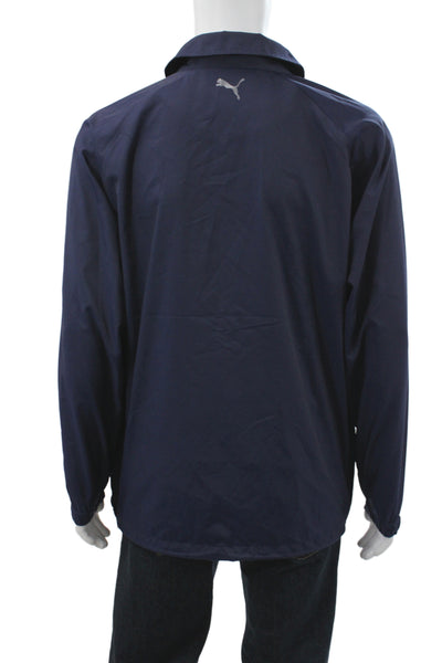Puma Mens Windbreaker Blue Polyester Snap Logo Size L