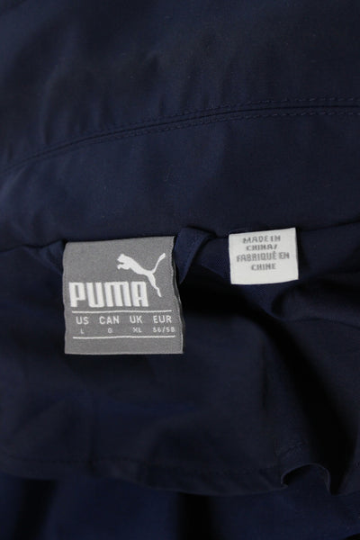 Puma Mens Windbreaker Blue Polyester Snap Logo Size L
