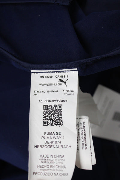 Puma Mens Windbreaker Blue Polyester Snap Logo Size L
