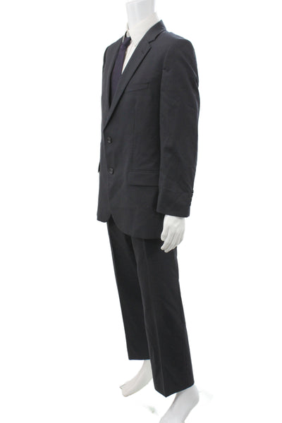 Hugo Hugo Boss Mens Black 2 Piece Wool Striped Suit Business Size 42