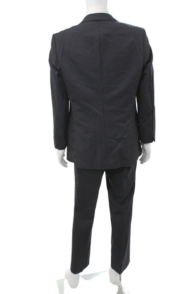 Hugo Hugo Boss Mens Black 2 Piece Wool Striped Suit Business Size 42