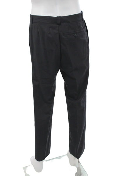 Hugo Hugo Boss Mens Black 2 Piece Wool Striped Suit Business Size 42