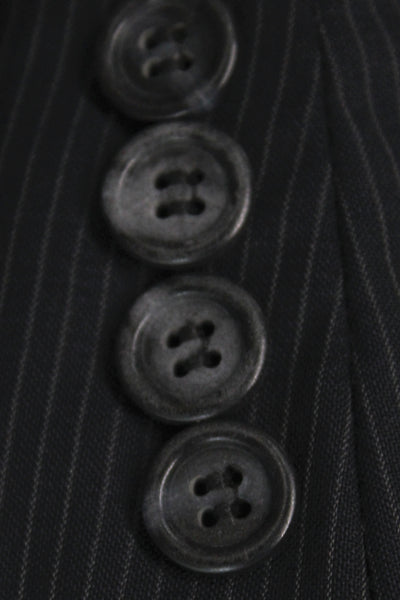 Hugo Hugo Boss Mens Black 2 Piece Wool Striped Suit Business Size 42
