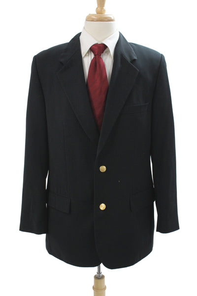 LL Bean Mens Blazer Black Polyester Button Classic Size 42