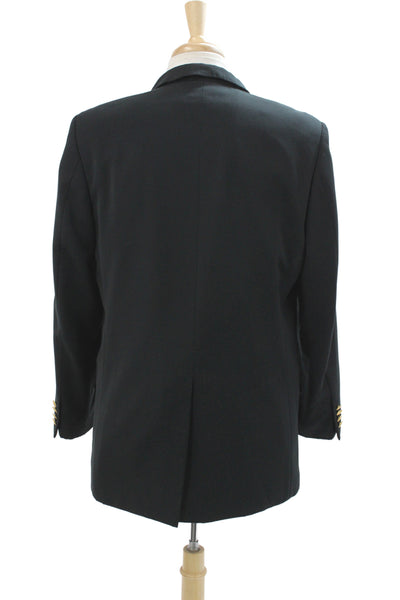 LL Bean Mens Blazer Black Polyester Button Classic Size 42
