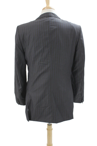 Banana Republic Mens 2 Piece Suit Jacket Gray Wool Striped Button Size 42