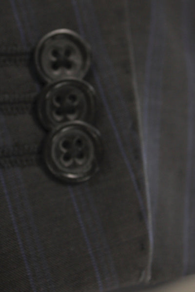 Banana Republic Mens 2 Piece Suit Jacket Gray Wool Striped Button Size 42