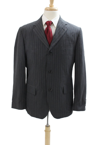 Ted Baker Mens Striped Cotton Blazer Gray Button Size 50
