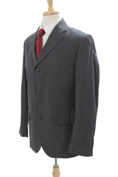 Ted Baker Mens Striped Cotton Blazer Gray Button Size 50