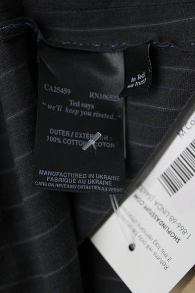 Ted Baker Mens Striped Cotton Blazer Gray Button Size 50