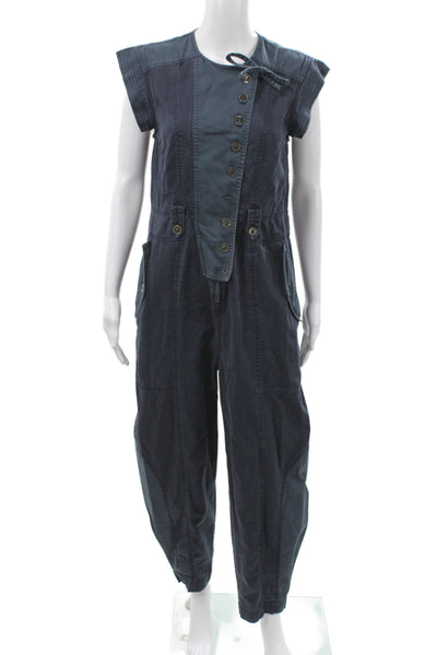 Ulla Johnson Womens Jumpsuit Blue Sleeveless Cotton Button Utility Size 8