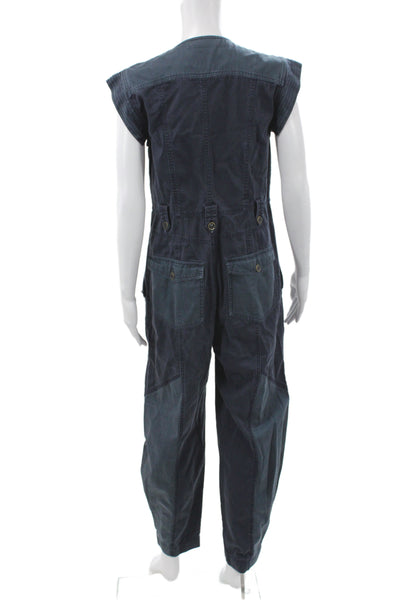 Ulla Johnson Womens Jumpsuit Blue Sleeveless Cotton Button Utility Size 8