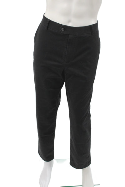 Charles Tyrwhitt Men Chino Pants Black 97% Cotton Button Size 36