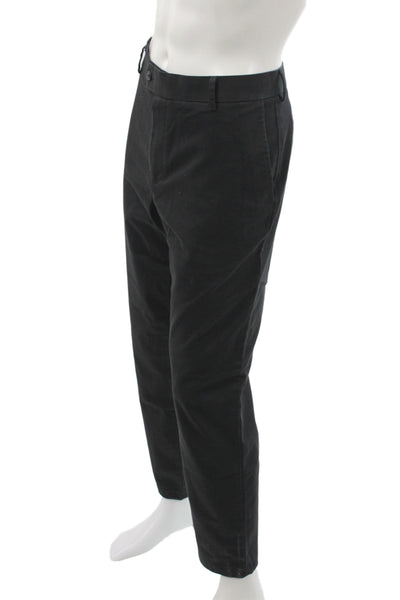 Charles Tyrwhitt Men Chino Pants Black 97% Cotton Button Size 36