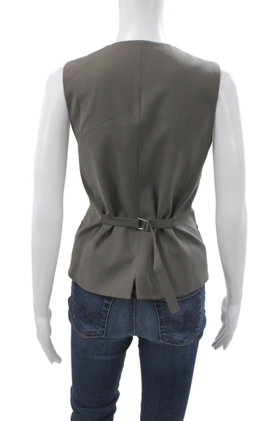 Tibi Womens Vest Gray V Neck Button Sleeveless Polyester Size 0