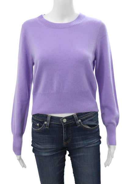 J Crew Women Purple 100% Cashmere Crew Neck Pullover Sweater Long Sleeve Size M