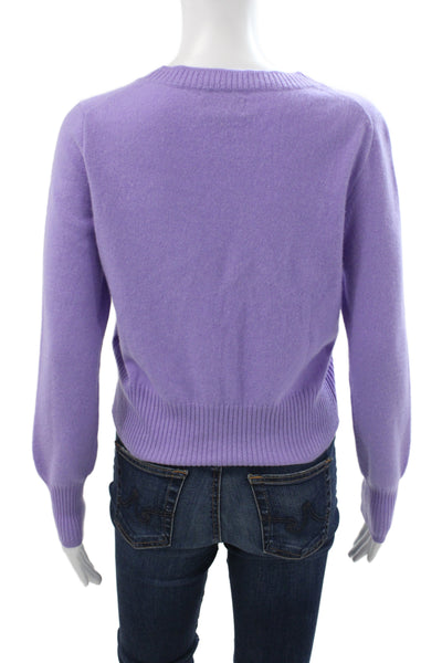 J Crew Women Purple 100% Cashmere Crew Neck Pullover Sweater Long Sleeve Size M
