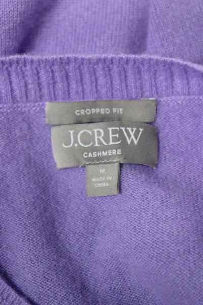 J Crew Women Purple 100% Cashmere Crew Neck Pullover Sweater Long Sleeve Size M