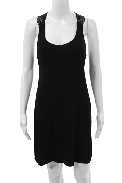 Cosabella Womens Lace Trim Scoop Neck Sleeveless Night Dress Black Size L