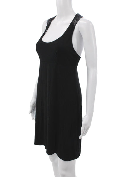 Cosabella Womens Lace Trim Scoop Neck Sleeveless Night Dress Black Size L