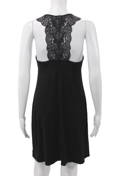Cosabella Womens Lace Trim Scoop Neck Sleeveless Night Dress Black Size L
