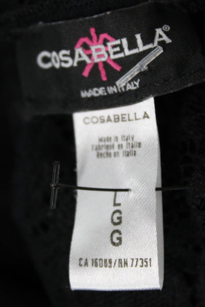 Cosabella Womens Lace Trim Scoop Neck Sleeveless Night Dress Black Size L