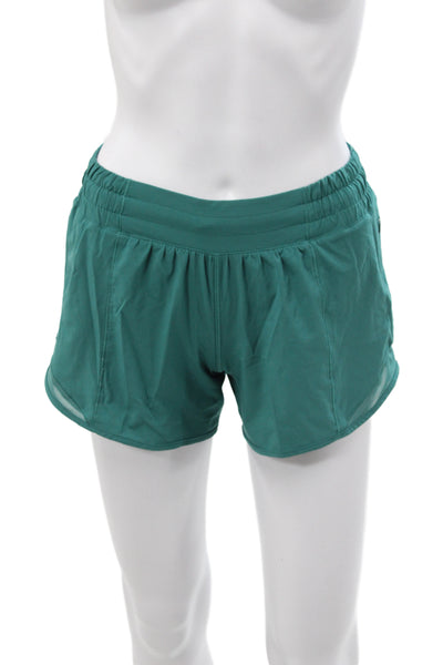 Lululemon Womens Athletic Green Polyester Shorts Zip Closure Size XS