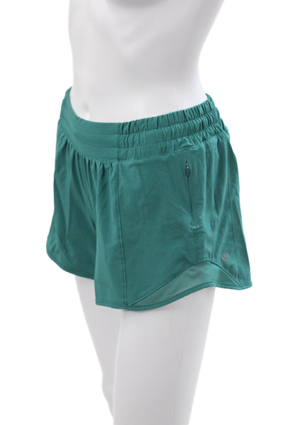Lululemon Womens Athletic Green Polyester Shorts Zip Closure Size XS