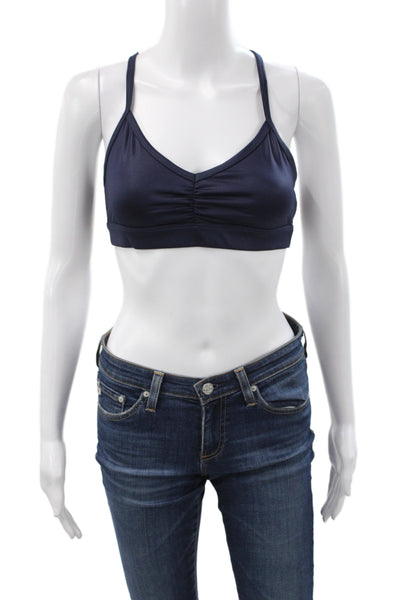 Alo Womens Polyester Spandex Blend Strappy Bralette Navy Blue Size M