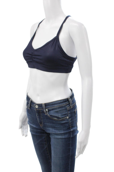 Alo Womens Polyester Spandex Blend Strappy Bralette Navy Blue Size M