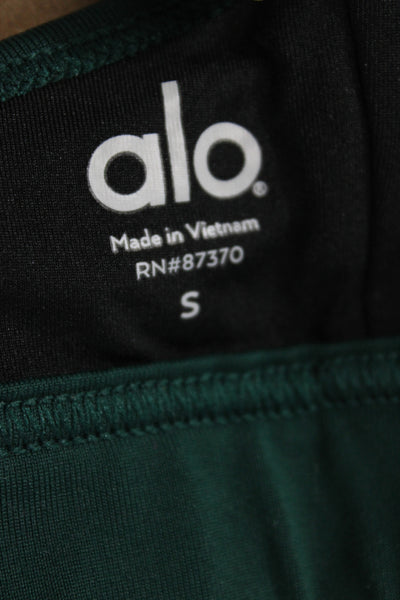 Alo Womens Spandex Blend Striped Colorblock Sports Bra Green Black Blue Size S
