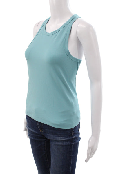 Alo Womens Spandex Blend Striped Colorblock Sports Bra Green Black Blue Size S