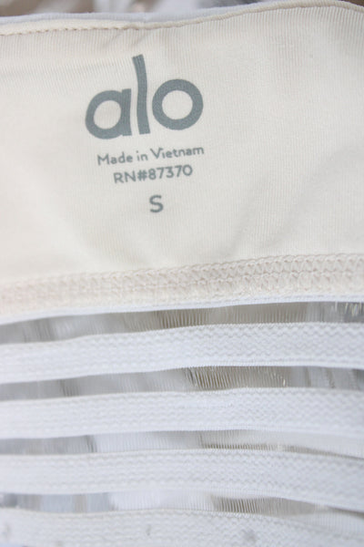 Alo Womens Spandex Striped Sports Bra White Size S