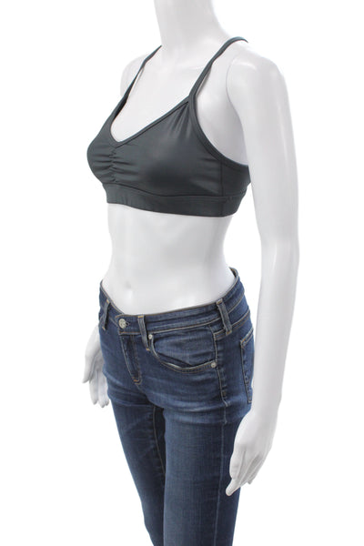 Alo Womens Spandex Blend Strappy Racerback Sports Bra Gray Size M