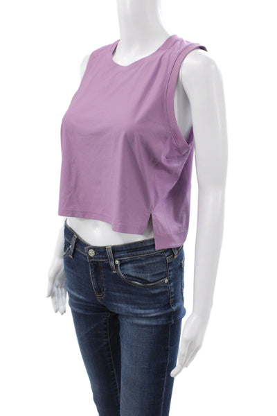 Lululemon Women Cropped Purple Tank Sleeveless Round Neck Size S