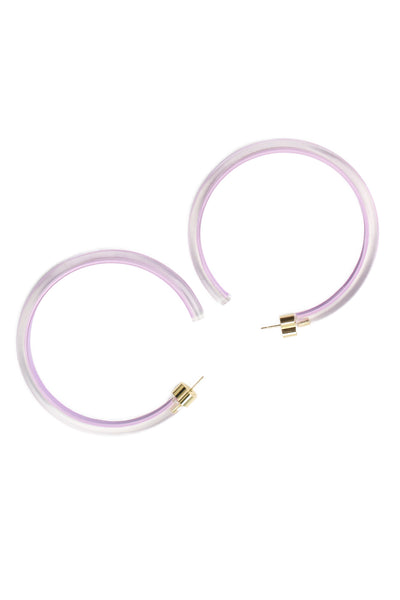 Alison Lou Womens Gold Plated Purple Lucite Skinny Jelly Hoops