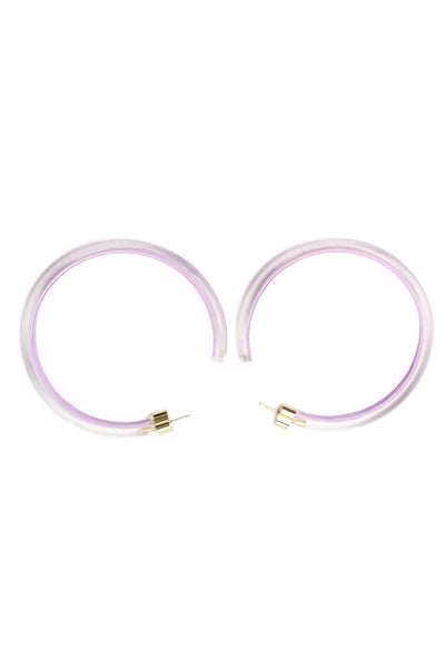 Alison Lou Womens Gold Plated Purple Lucite Skinny Jelly Hoops