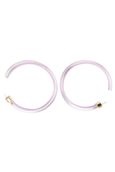 Alison Lou Womens Gold Plated Purple Lucite Skinny Jelly Hoops