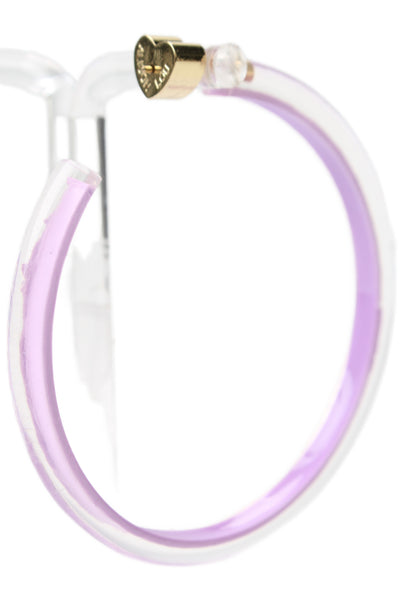 Alison Lou Womens Gold Plated Purple Lucite Skinny Jelly Hoops