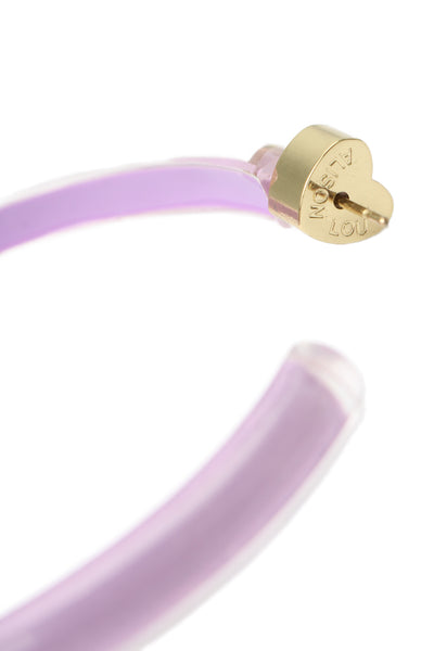 Alison Lou Womens Gold Plated Purple Lucite Skinny Jelly Hoops