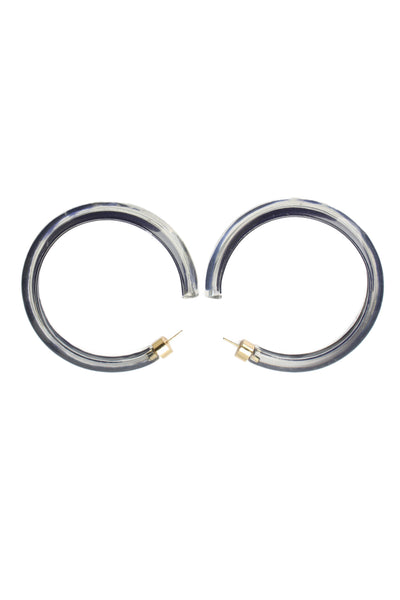 Alison Lou Womens Gold Plated Navy Blue Lucite Medium Jelly Hoops