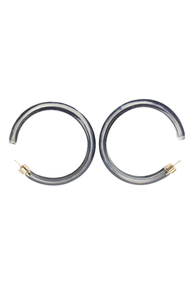 Alison Lou Womens Gold Plated Navy Blue Lucite Medium Jelly Hoops