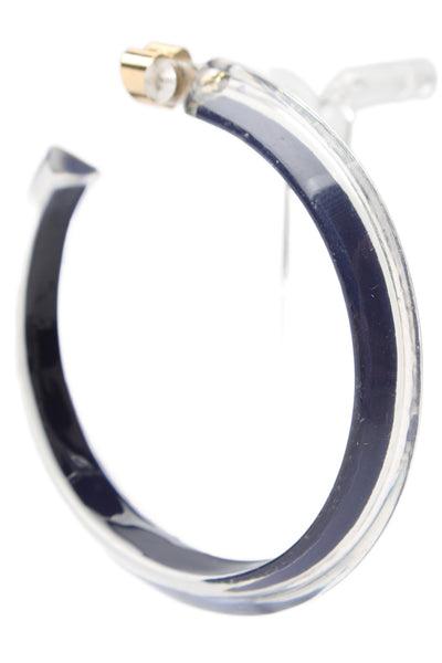 Alison Lou Womens Gold Plated Navy Blue Lucite Medium Jelly Hoops
