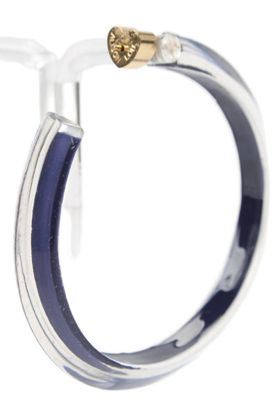 Alison Lou Womens Gold Plated Navy Blue Lucite Medium Jelly Hoops