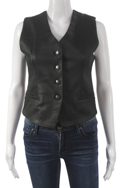 DL1961 Womens Sleeveless Black Button Vest Classic Cotton Size S