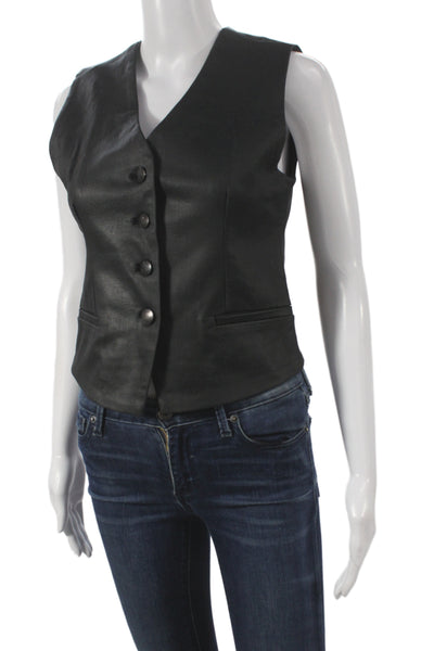 DL1961 Womens Sleeveless Black Button Vest Classic Cotton Size S