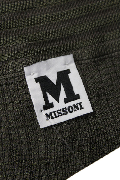 M Missoni Women Cardigan Green V-Neck Geometric Long Sleeve Size 42
