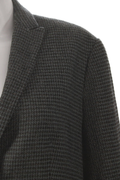 Giorgio Armani Womens Gray Plaid Wool Basic Jacket Long Sleeve Size 46