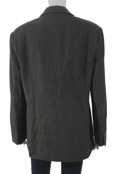 Giorgio Armani Womens Gray Plaid Wool Basic Jacket Long Sleeve Size 46